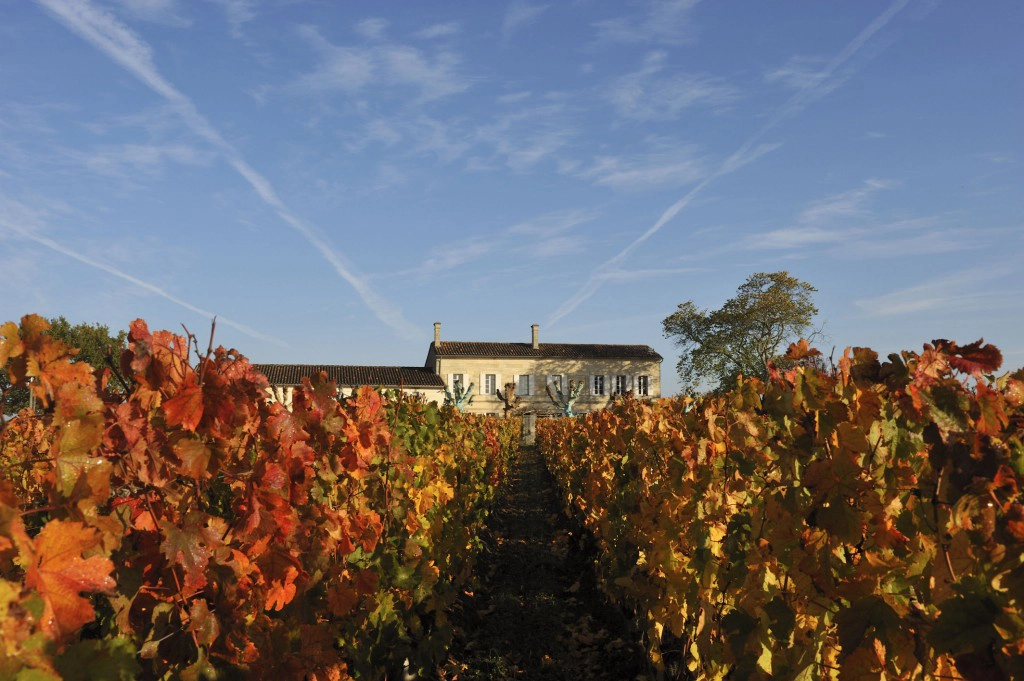 Château L’Eglise-Clinet tussen de wijngaarden in herfstkleuren