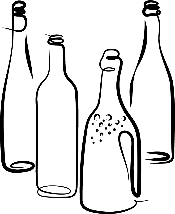 Illustratie van vier flessen wijn