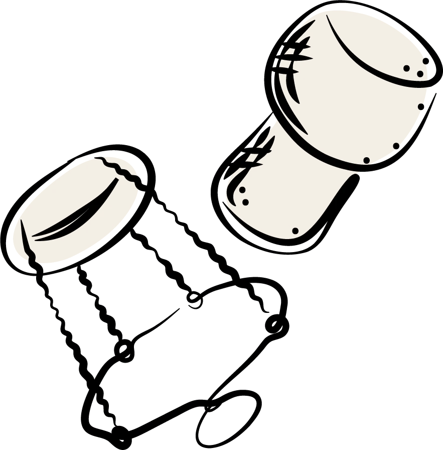 Illustratie van champagnekurk en muselet